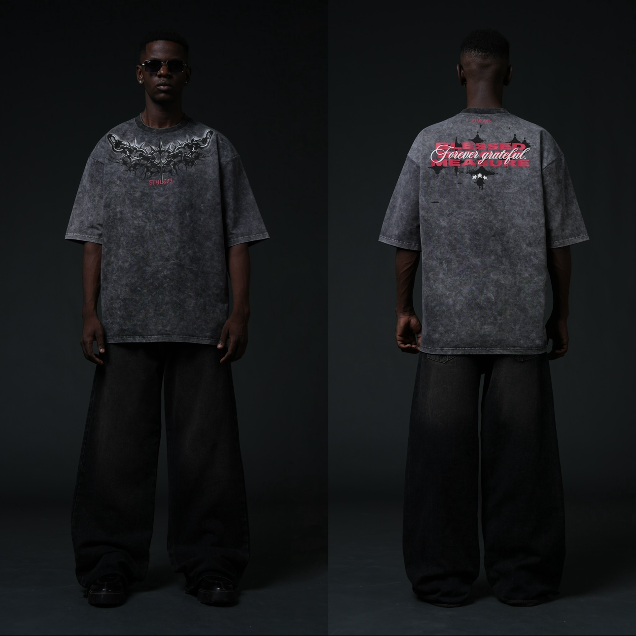 Urban Dark Black Acid Wash -260 gsm